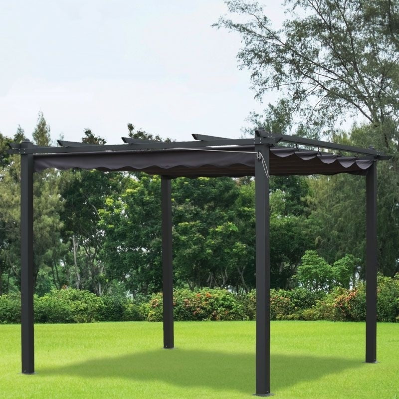 3x3m Garden Gazebo Platinum Aluminium with a Charcoal Canopy