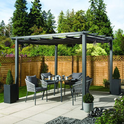 3x3m Garden Gazebo Platinum Aluminium with a Charcoal Canopy