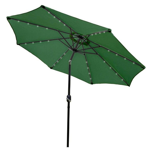 Solar LED Tilt Garden Parasol by Raven - 2.7M Green