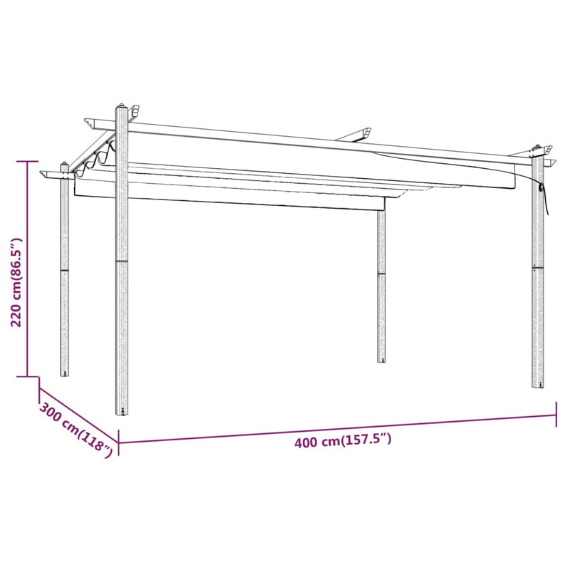 Garden Gazebo with Retractable Roof 4x3 m Cream