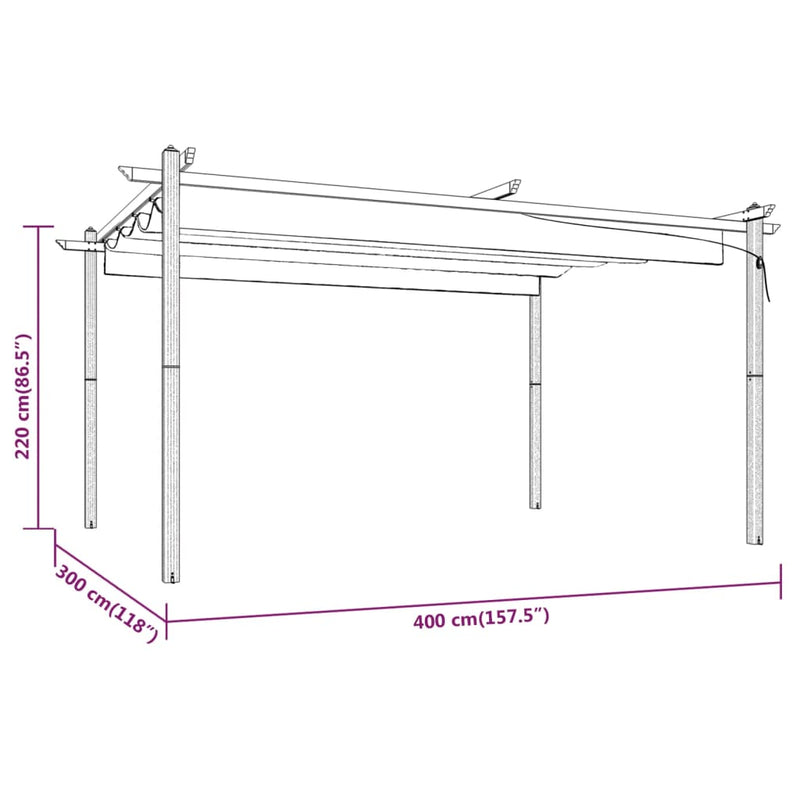 Garden Gazebo with Retractable Roof 4x3 m Anthracite