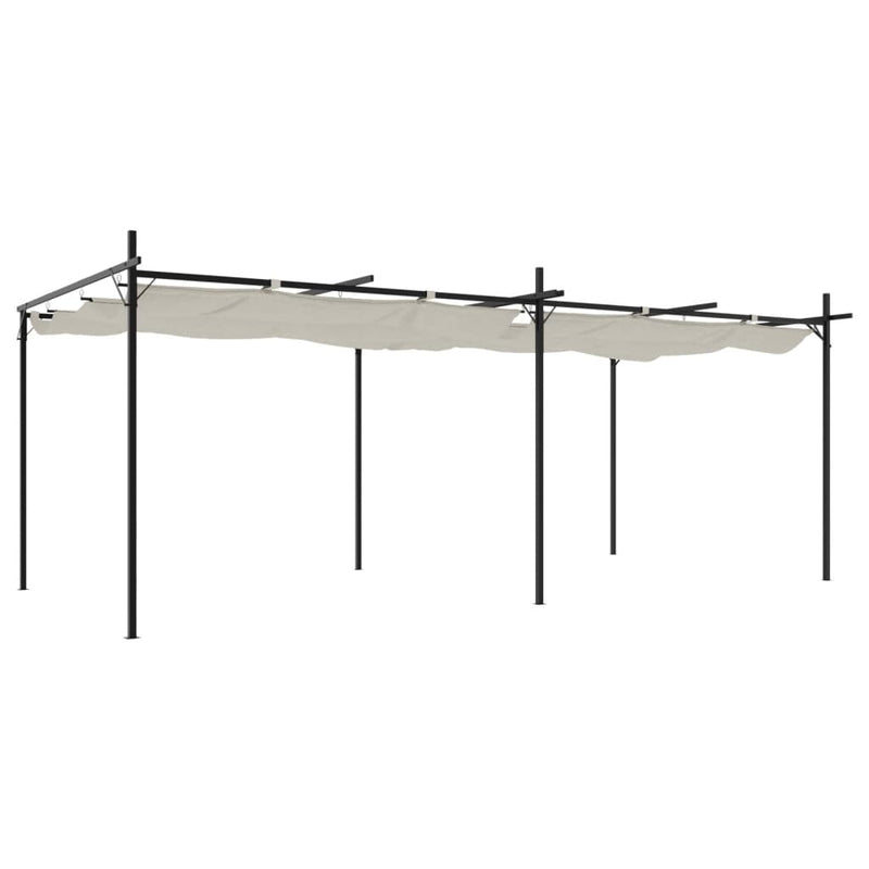 Pergola with Retractable Roof Cream 589x292x230 cm