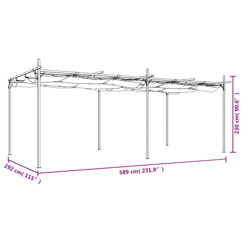 Pergola with Retractable Roof Cream 589x292x230 cm
