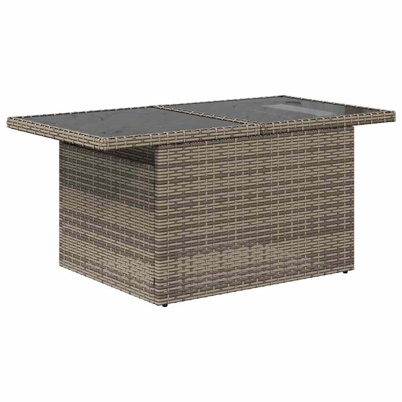 7 Piece Garden Sofa Set with Cushions Grey Poly Rattan Acacia