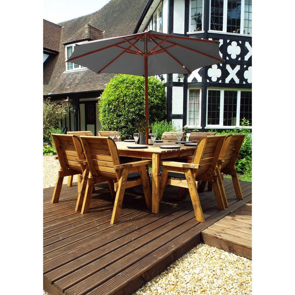 Scandinavian Redwood Garden Patio Dining Set by Charles Taylor - 8 Seat Grey Cushions