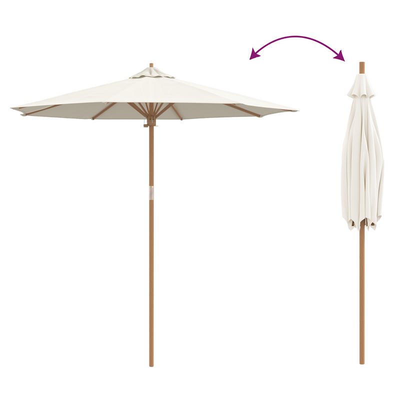 Garden Parasol Cream White 240x260 cm Bamboo
